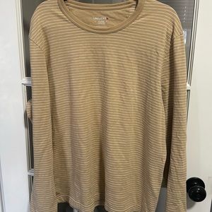 Untuckit men’s long sleeve casual beige striped shirt size xl